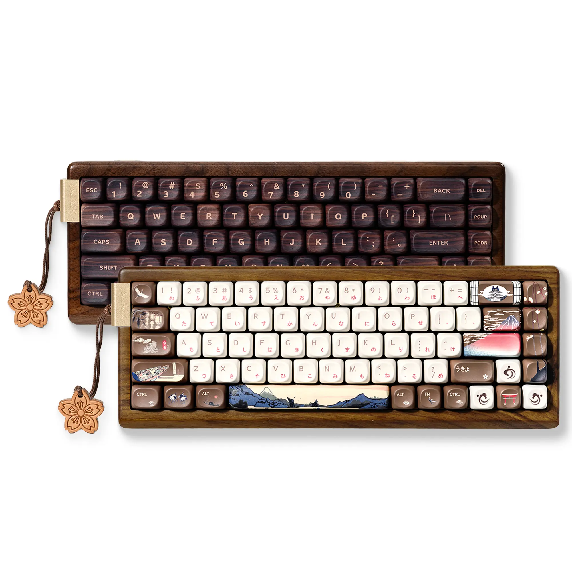 XVX MU68 FujiWave Theme 65% Tri-Mode Mechanical Keyboard, Hot Swappable Walnut Solid Case, Wireless Computer Keyboard for PC Gaming, QMK/VIA Supported, Hot Swappable Keyboards