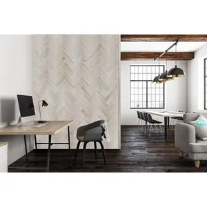 Herringbone Wood Wall Planks – Pearl