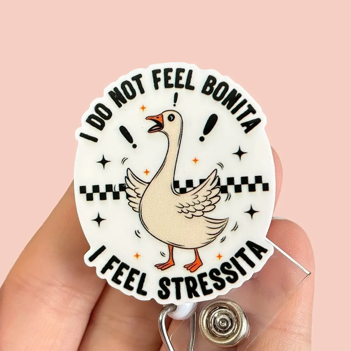 Glitter My Badge Funny goose badge reel for nurse and hospital workers. Badge clip Badge pull - Retractable swivel clip with a 360 rotation. Great gif