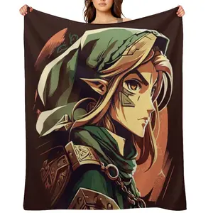 Zelda Fleece Throw Blanket For Women Men Winter Nap Link Dark Brown Flannel Bed Blankets Office Camping Car Home Decor Travel Air Conditioned Quilt All Seasons Soft Bedding Throws Boys Girls Christmas Gift Super Cozy Blanket