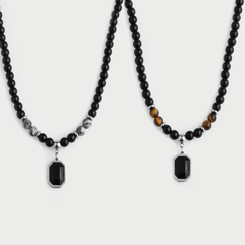 Men's necklace, black natural tiger eye necklace, hip hop necklace, gifts for men Men's necklace, black natural tiger eye necklace, hip hop necklace, gifts for men