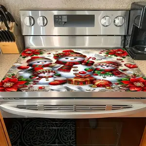 Christmas Soft Gas Stove Panel Protector Pad, Scratch Resistant, Easy Clean, Multi-Purpose Kitchen Cover, Winter Home Decor Gift, Kitchen Decorative Placemat