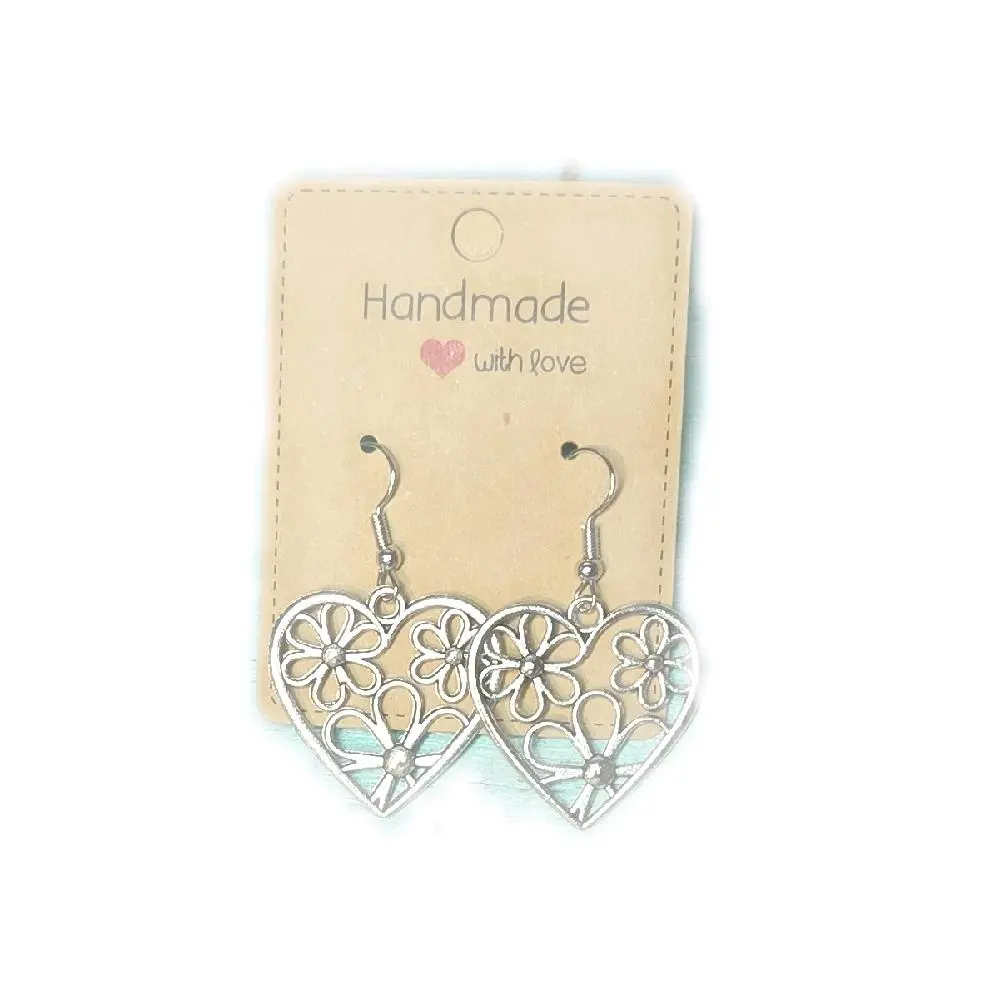 Women's Handmade Hook Earrings - Cute Handmade Jewelry, Metal-Coated Fashion Costume Jewelry with Intricate Heart and Flower Designs, Cute Jewelry