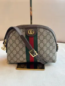 Pre-owned GUCCI Coated Canvas Crossbody Bags Supreme Ophidia Round Top Crossbody Bag