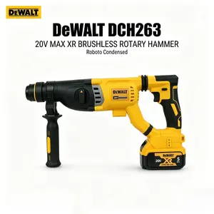 DeWalt DCH263 20V MAX XR Brushless Rotary Hammer Drill Set, 3.0 Joule Impact Energy, SDS-Plus Three-Mode Tool, Suitable for Concrete Drilling and Chiseling, Includes Battery and Charger Cordless