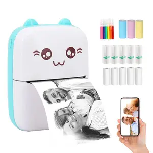 Durable Cute Cartoon Design Portable Thermal Printer, Mobile Wireless Label Printer, Thermal Printer for los & Android Smart Phone, Mini Photo Printer Sticker Printer, School Essentials, Thanksgiving Christmas Gift Set, Smart Gift