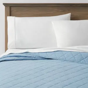 Threshold Quilt Modern Diamond Stitch OEKO-TEX, Light Blue, Twin/Twin Extra Long
