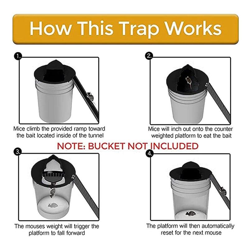 🐁Flip N Slide Bucket Lid Mouse Trap,🏠Mouse Traps Bucket for Indoor and Outdoor Use - Mouse Traps Indoor for Home - Multi-Catch, Auto-Reset, Humane or Lethal Rat Trap - ABS Material -Reusable Mouse Trap