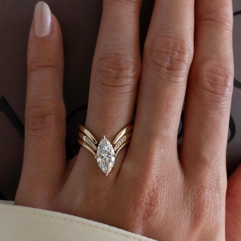 LIN NA 3pcs S925 Simple Ins Style Inlay 6*12mm 2CT Marquise Shaped ...