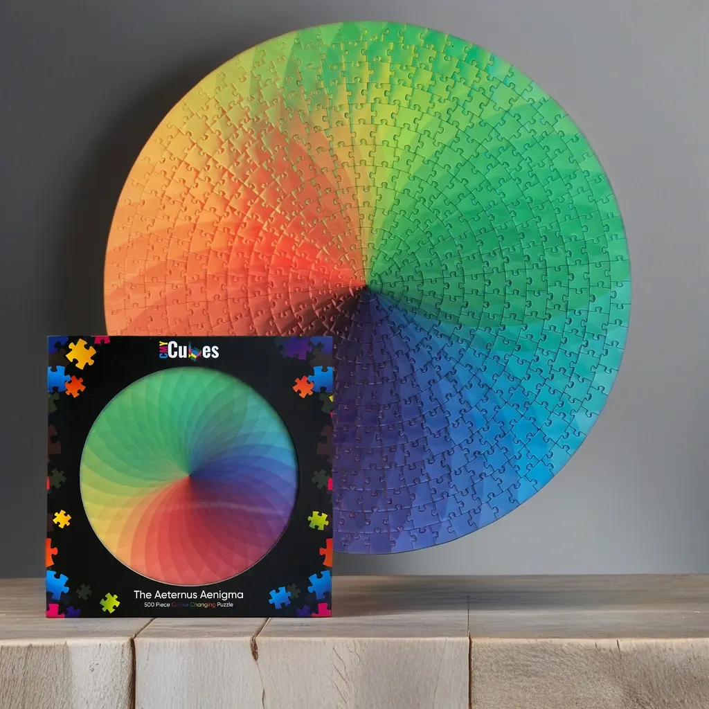 CMY Cubes The Aeternus Aenigma - Impossible Color Changing Jigsaw Puzzle with Four Distinct States | 500 pieces Jigsaw Puzzle