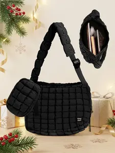 Women's Plaid Patchwork Shoulder Bag Set, Large Capacity Crossbody Bags for Work & Travel, High-Quality Multi-Functional Design