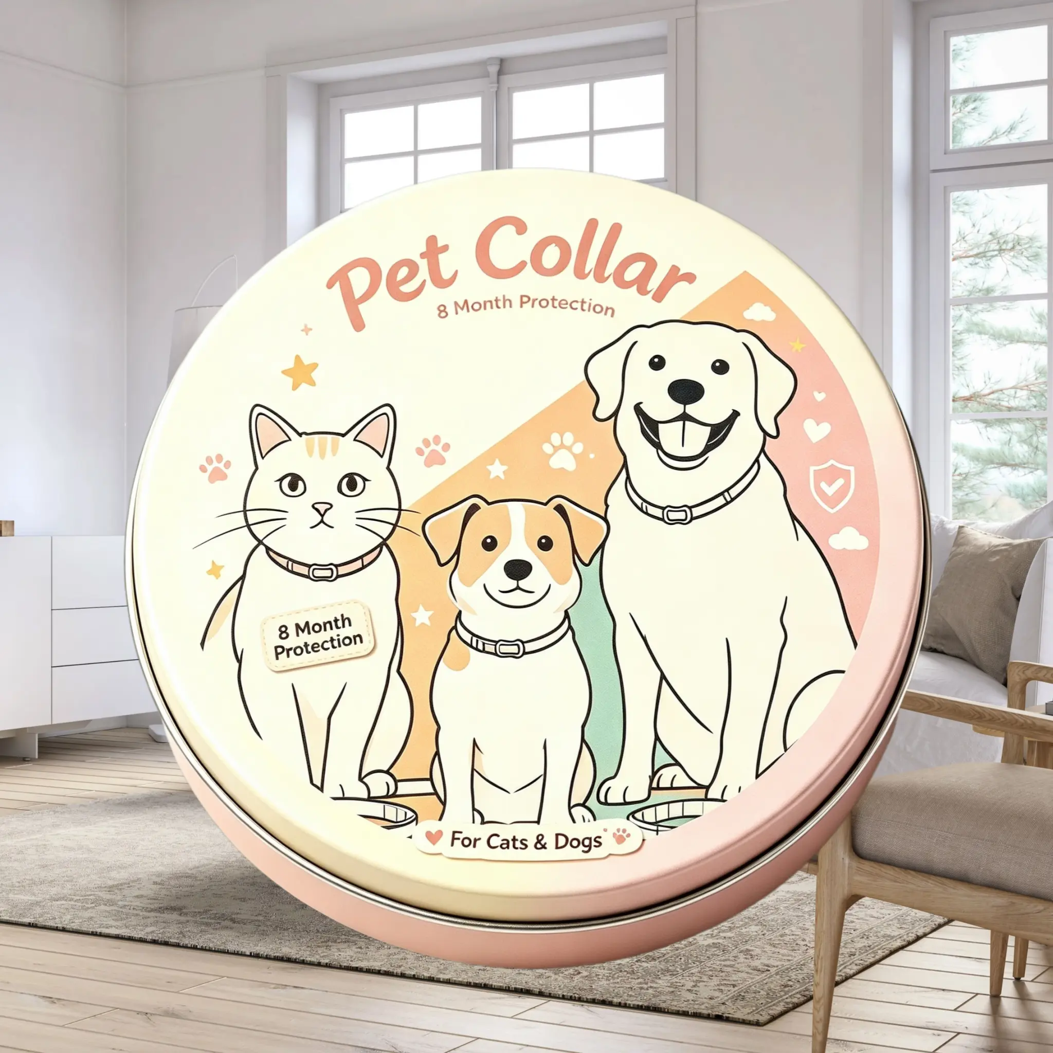 Non-Customized Adjustable Dog Collar - Natural Essential Oil Blend, Fresh Scent, Lightweight Comfort, Insect Repellent, Universal Fit - For Large Dogs Over 18 lbs, Home & Outdoor Use