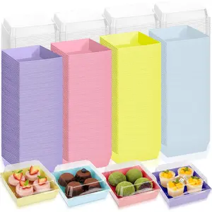 144 count 5 Inch Small Charcuterie Boxes with Clear  Cake Slice Containers Paper Bakery Boxes Disposable  Containers for Dessert Cookie Sandwich Mini Cake Strawberry