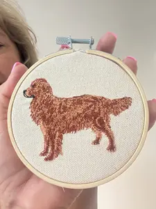 Red Golden Retriever Dog Machine Embroidered and Framed!Unique Canine Charm Tabletop Decor for Home or Office! Other Designs and Breeds Available!