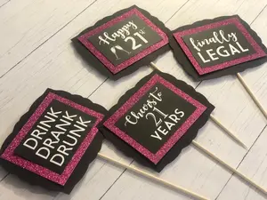 21st Birthday Party Decorations, Party Table Centerpieces, 21st Birthday Cake Topper, Floral Picks