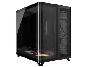 Corsair AIR 5400 RS-R ARGB Triple Chamber Mid-Tower PC Case-Black with 3x RS-R 120mm reverse PWM ARGB fans Pre-installed, BTF Back Plug Motherboard Design