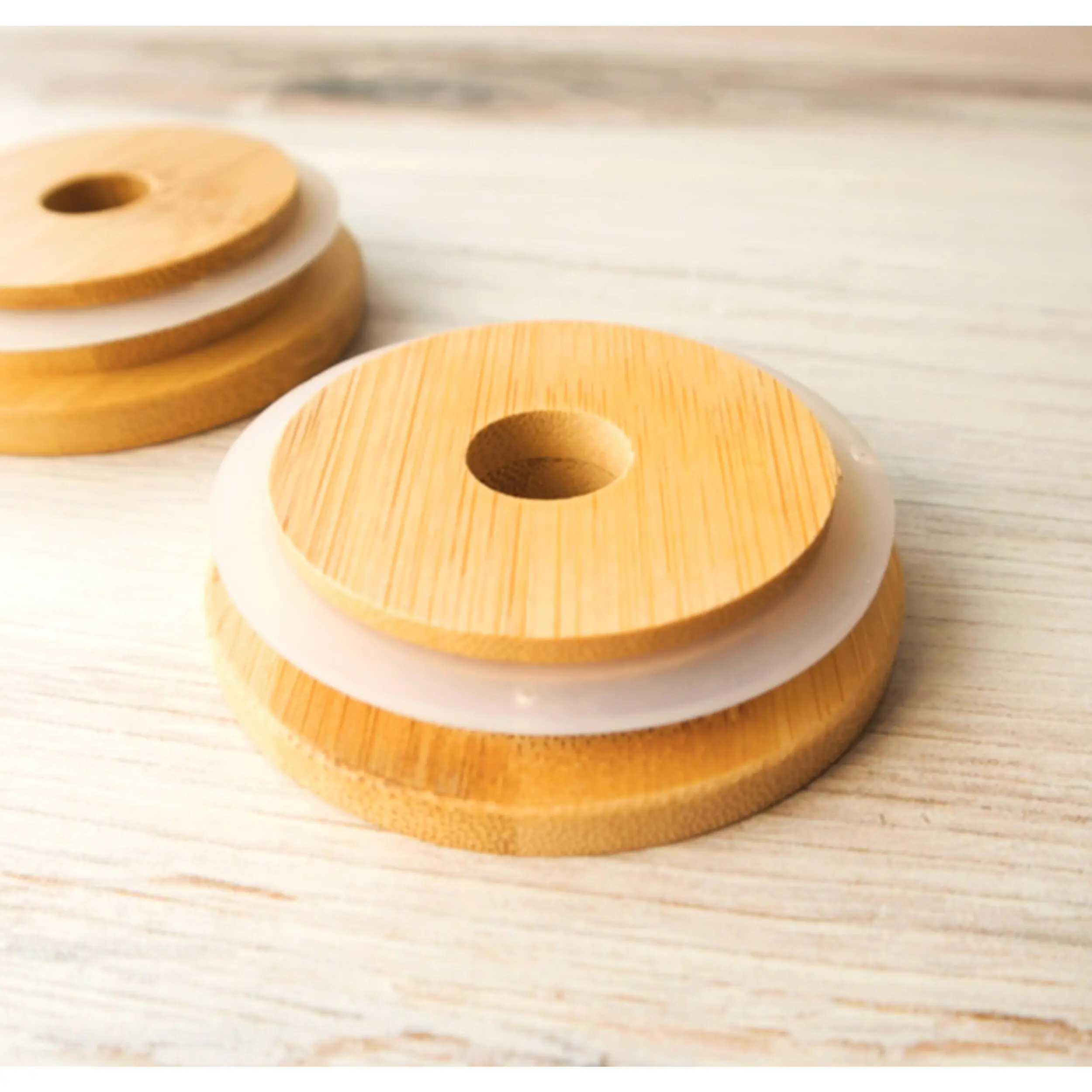 Bamboo Lid w/ Straw Hole