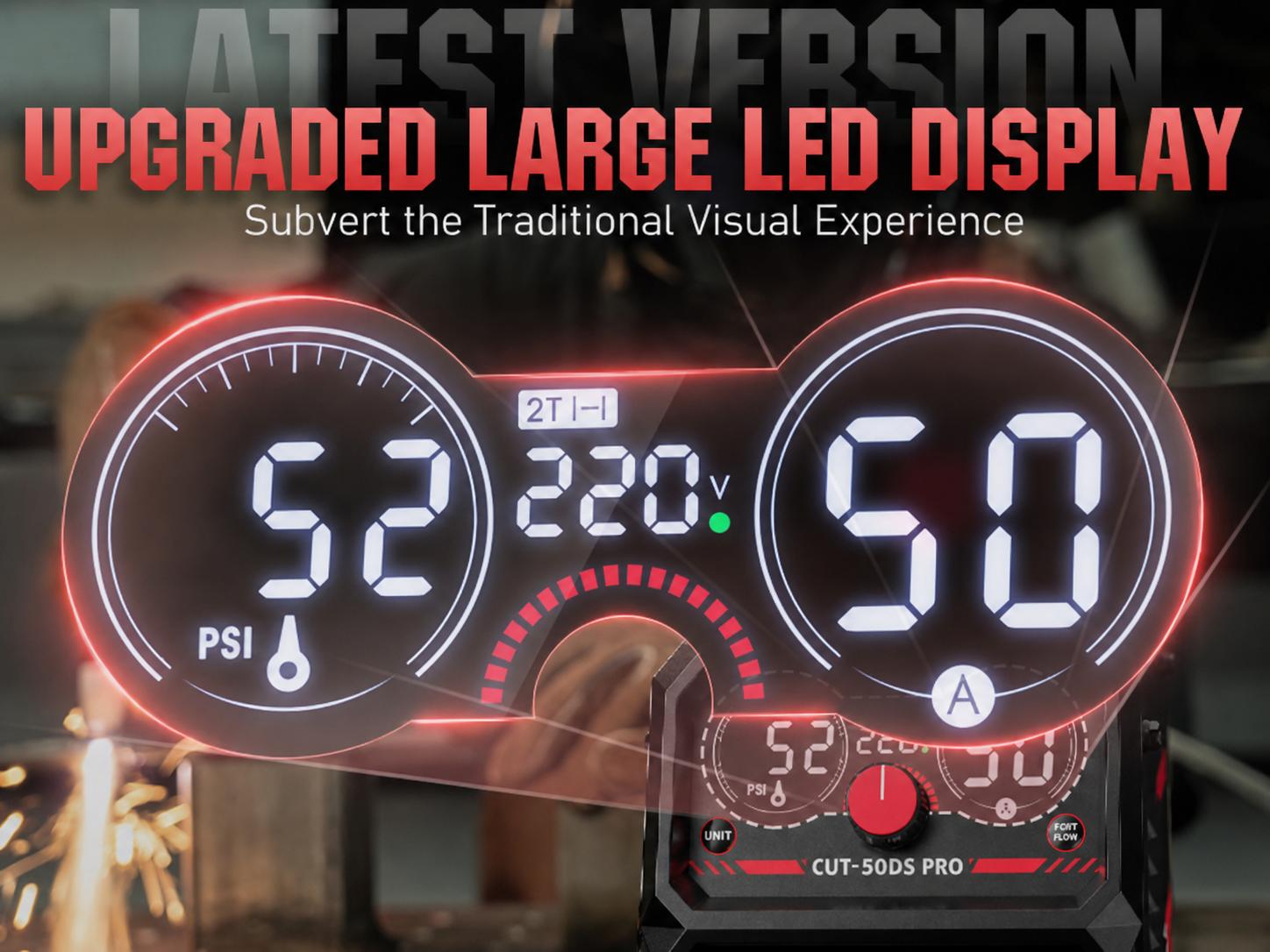 YESWELDER CUT-50DS-PRO 50Amp 110/220V Digital Display Plasma Cutter Full Kit with Adjustable Output, 2T/4T Function, 16/25" Max Cut - Tools and Gadgets, Work Tools for Construction