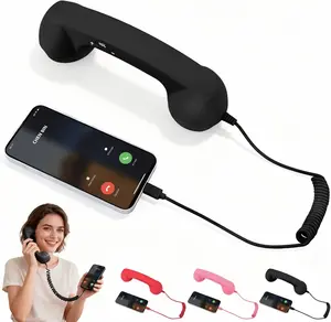 Retro Phone Handset, 2026 New Type-C Wired Headset, Clear Calls, Plug & Play, 39.37in Cord Comfortable Earphone for Women & Office Gift