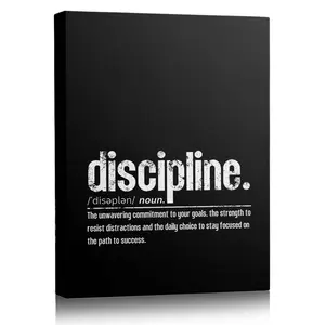 Discipline Definition Canvas Wall Art Motivational Poster, Inspiring Self Improvement Print for Home Office Bedroom, Personal Growth Wall Decor