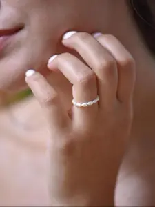 Natural Pearl Decorated Ring, Vintage Fashion Accessories for Women, Trendy All-match & Exquisite Jewelry for Birthday Gift