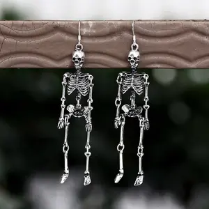 GTHIC Punk Scary Skeleton Movable Joints Alloy Dangle Earrings for Men Women Statement Jewelry Daily Wear