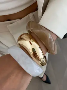 Bohemian Geometric Resin Cuff Bracelet, Elegant Bangle, Elegant Light Luxury Party Jewelry Gift for Women & Couples, Versatile Metal Accessories