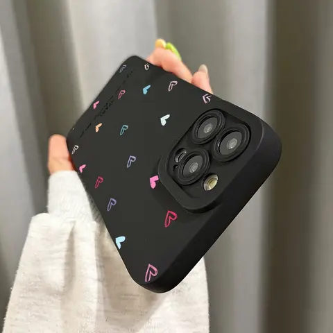 Shockproof TPU Cellphone Case - Unisex American Retro Cowboy, Minimalist Colorful Small Heart-Eye Black Casing, Drop-Protection Handheld Device Accessory for iPhone 11-17 Plus/Pro Max/SE & Samsung Galaxy S25, Ideal Gift