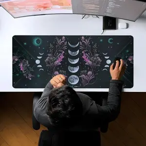 Mystic Moon Phase Floral Extended Mouse Pad | Witchy Botanical Desk Mat, Non-Slip Large Gaming Pad for Celestial Home Office Decor #MoonPhaseDeskPad #WitchyBotanicalMat #CelestialHomeDecor #GamingMousePad #MysticAesthetic