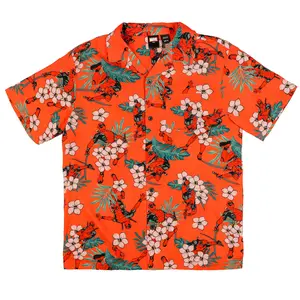 Marvel Comics Deadpool Hawaiian Shirt Men's Tropical Flowers Button Up Woven Top