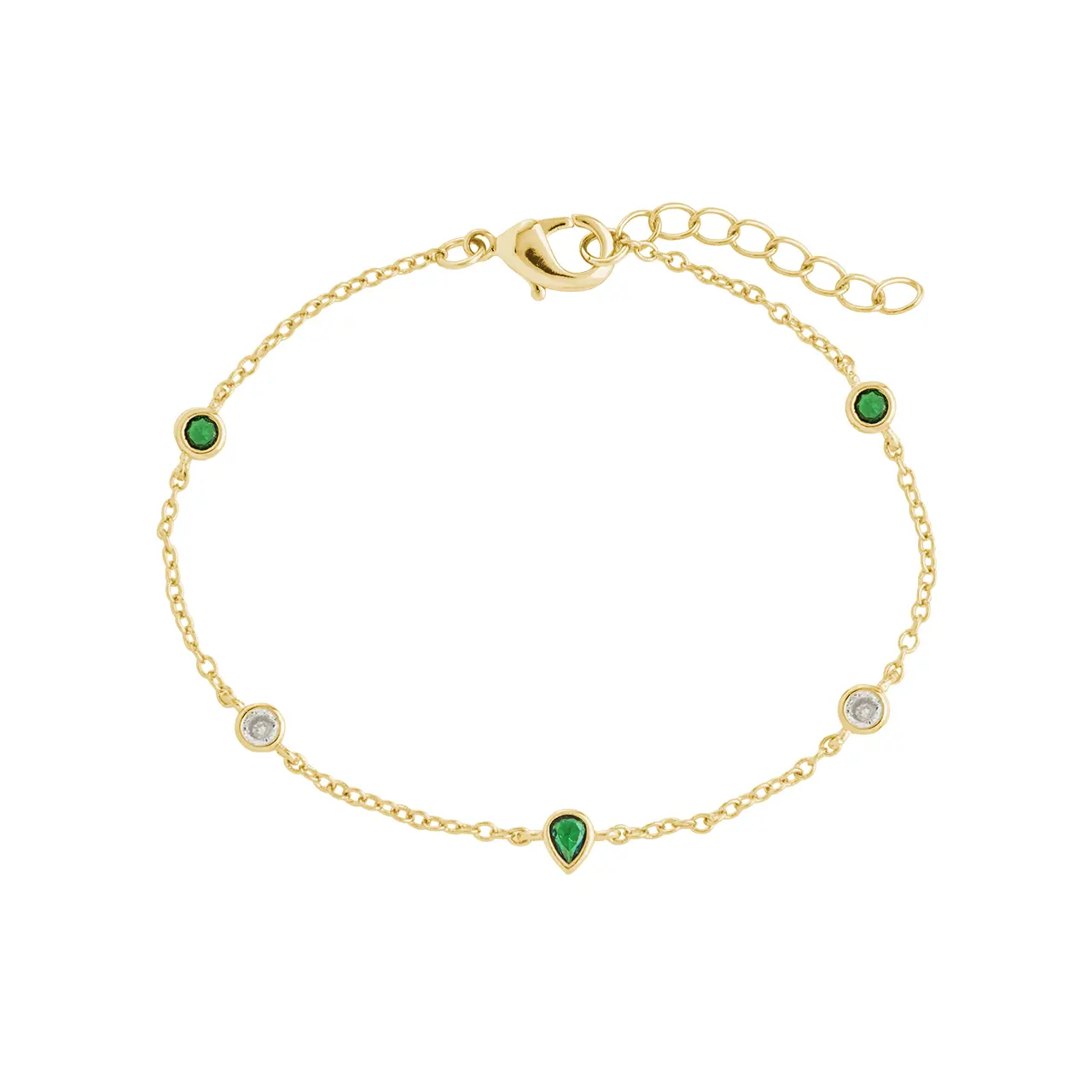 Pear and Round CZ Station Bracelet