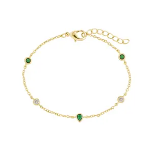 Pear and Round CZ Station Bracelet
