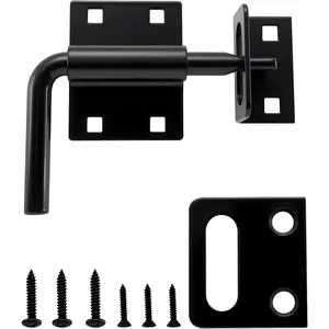 Heavy Duty Slide Bolt Gate Latch, Sliding Bolt Door Latch Gate Lock  with Padlock Hole, 2 in 1 Barrel Bolt Latch for Wooden Fence/Shed Door/Yard Door/Barn Door, Black