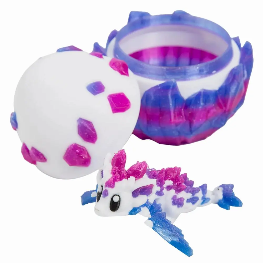 3D-Printed Segmented Dragon in Crystal Egg Set - 2 3/4" x 3", 2 Pcs