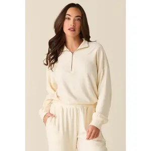 Felicia Cloud Fleece Half Zip in Meringue