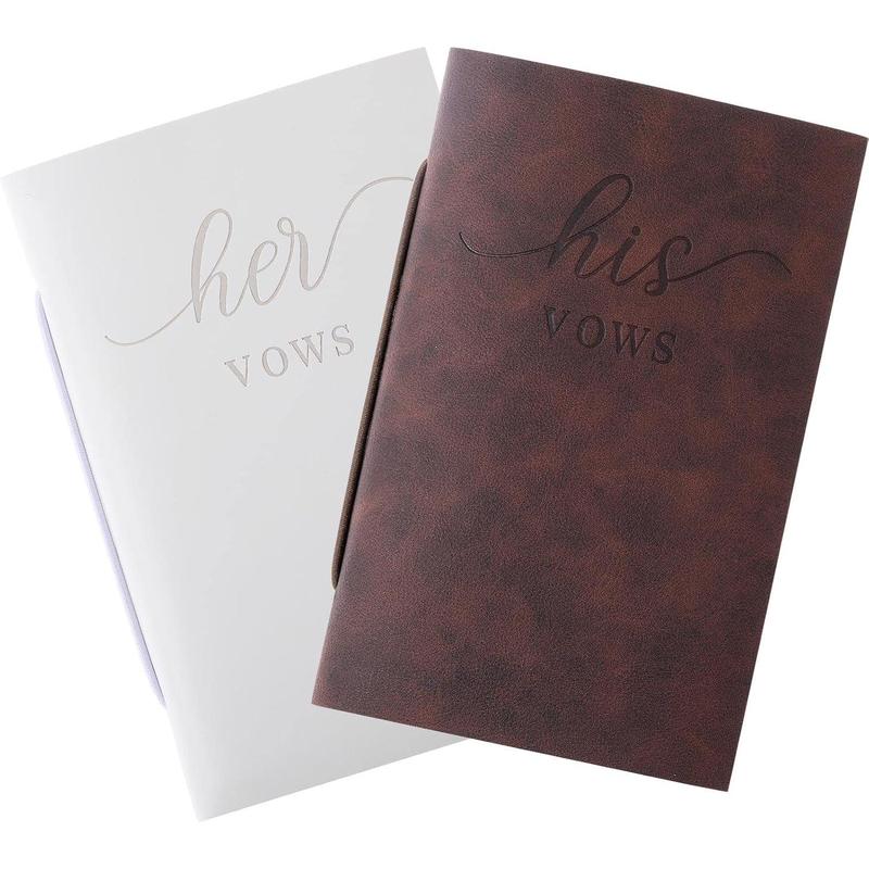 2 count Wedding Vow Books His and Hers Vow Books Vow Notebook for Wedding Vows Journal Wedding Day Officiant Book 5.9 x 3.9 Inch, Bridal Shower Gifts, Wedding Keepsake, 50 Pages/Pcs (White, Coffee)