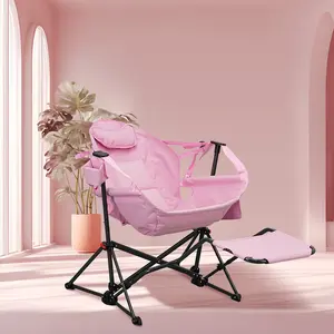 GDY Pink Swing Chair with Pedal - Adjustable Recline & Portable Design - Max 450 lbs Capacity - Includes Cupholder & Storage Pockets