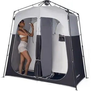KingCamp Instant Shower Tent – 2-Room Portable Privacy Shelter with Dry/Wet Separation, Sets Up in 60s, UPF 50+ & Rain Canopy, Mesh Windows, Floor for Beach Camping Hiking