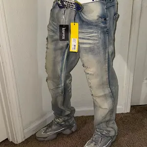 Men's Slim Straight Denim Jeans - Classic Fit Casual Style Jeans for Everyday Wear cotton menswear Black Ripped