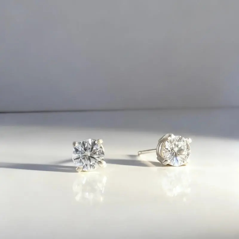 Lab Diamond Stud Earrings, 1 CTW