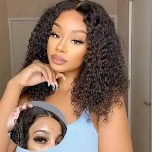 13x4 HD Lace Frontal Bob Wig Human Hair 180% Density Glueless Curly Lace Front Wigs for Women Wear and Go Short Water Wave Human Hair Wig 14 Inch Pre Cut