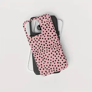 Stylish black polka dot design phone case, durable 2-in-1 protective case, compatible with iPhone 17/16/15/14/13/12/11 Pro Max/Plus/Pro, Galaxy S25/S24/S23 Ultra. Durable, stylish protection, perfect for Valentine's Day or birthday gifts.