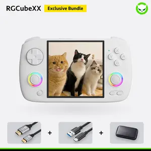 Anbernic RGCube XX Handheld Game Console【Buy 1 Get 1 HDMI 4K Cable+1 Fancy Case+1 Type-C Cable】3.95-inch IPS Screen 720*720 H700 quad-core ARM Cortex-A53 LPDDR4 1GB 3800mAh 5G WiFi Bluetooth HDMI TV Output Ready to Play Gifts