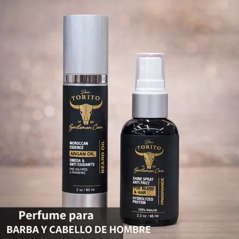 1614- Don Torito Men's Hair & Beard Perfume with Moroccan Essence Argan Oil & Shine Spray for Grooming 60ml & 65ml