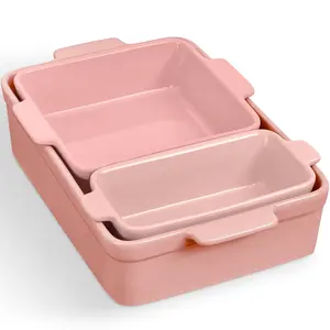 Best Choice Products Ceramic Bakeware Set of 3 Casserole, Loaf, and Square Dishes w/ Handles