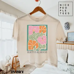 Floral Graphic Boxy Crop Tee Boho Self-love Shirt
