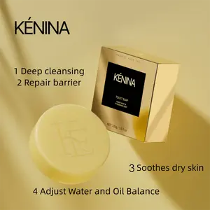 KENINA Handmade Honey & Goat's Milk Facial Soap Cleanser Acne Shampoo Natural Bar for Deep Cleansing Repair Barrier Soothes Dry Skin and Adjusts Water Oil Balance