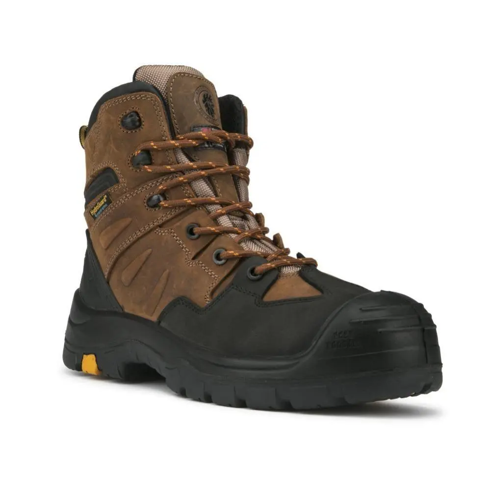 Men's Rockrooster Woodland Brown 6 inch Waterproof Safety Toe Leather Work