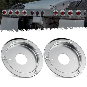 2Pcs Watermelon Lights Bunk Adapter, Stainless Steel Round Marker Light Bezel Cover, No LED Lights Included, Mounting Bracket for 4" Hole