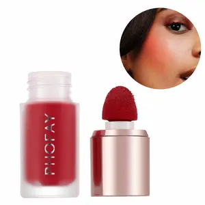 【Valentine's Glow】PHOFAY Viral Sponge Tip Liquid Blush - Soft Matte Cream Cheek Tint - Shy Flush for Date Night - Waterproof Velvet Mousse (Arrives by V-Day) liquid blush makeup